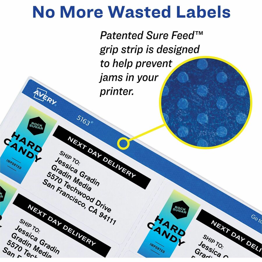 Avery® Removable I.D. Labels - 3 21/64" Width x 4" Length - Removable Adhesive - Rectangle - Inkjet, Laser - White - Pap
