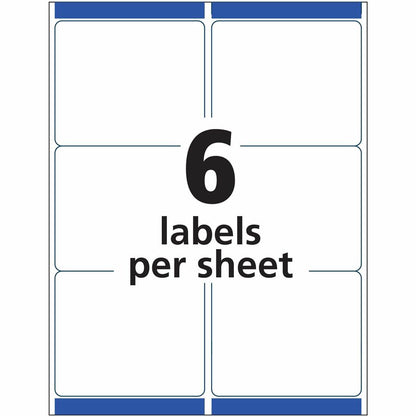 Avery® Removable I.D. Labels - 3 21/64" Width x 4" Length - Removable Adhesive - Rectangle - Inkjet, Laser - White - Pap