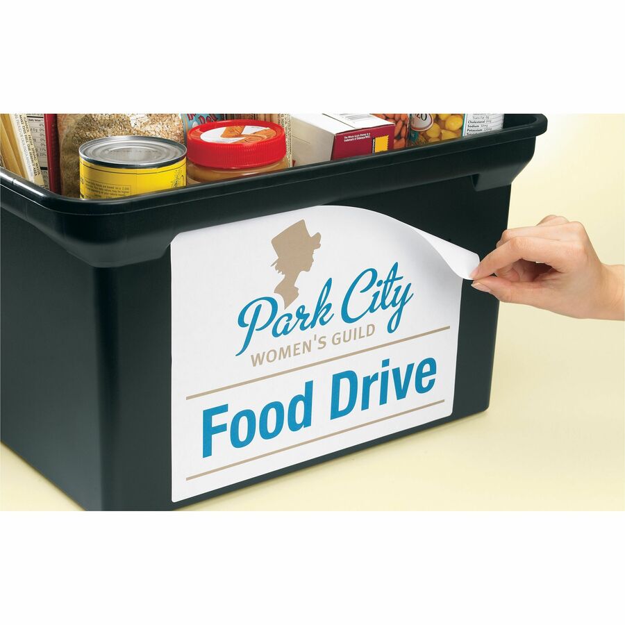 Avery® ID Label - 8 1/2" Width x 11" Length - Removable Adhesive - Rectangle - Inkjet, Laser - White - Paper - 1 / Sheet