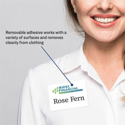 Avery® Adhesive Name Badges - 2 21/64" Width x 3 3/8" Length - Removable Adhesive - Rectangle - Inkjet, Laser - Matte - 