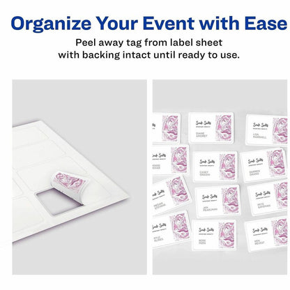 Avery® Adhesive Name Badges - 2 21/64" Width x 3 3/8" Length - Removable Adhesive - Rectangle - Inkjet, Laser - Matte - 