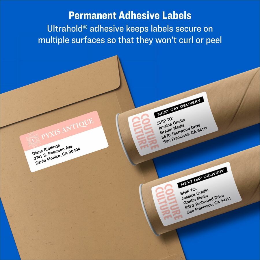 Avery® TrueBlock Shipping Labels - 3 21/64" Width x 4" Length - Permanent Adhesive - Rectangle - Inkjet - Matte - White 