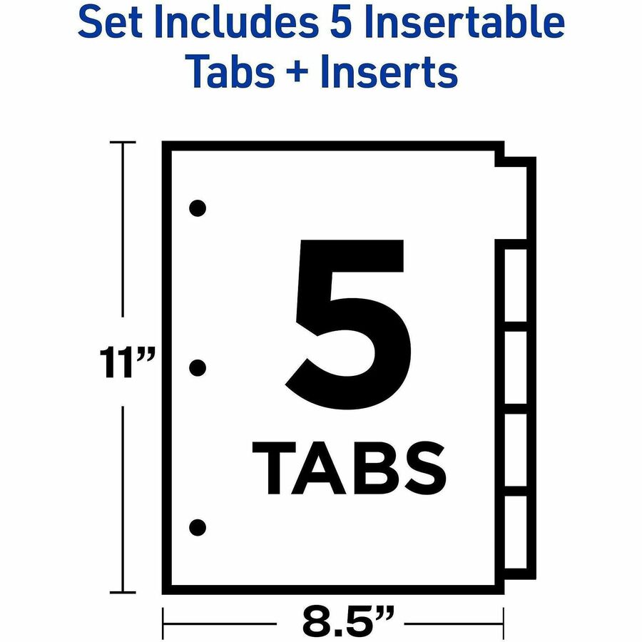 Avery® Big Tab Insertable Dividers - Reinforced Gold Edge - 5 Blank Tab(s) - 5 Tab(s)/Set - 8.5" Divider Width x 11" Div