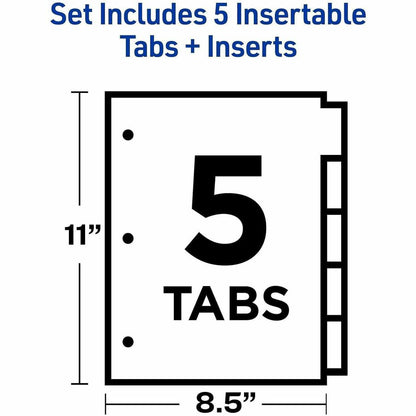 Avery® Big Tab Insertable Dividers - Reinforced Gold Edge - 5 Blank Tab(s) - 5 Tab(s)/Set - 8.5" Divider Width x 11" Div