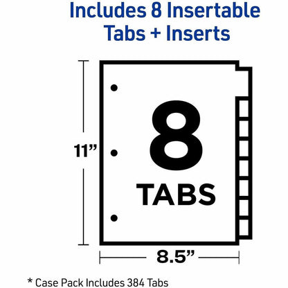 Avery® Big Tab Insertable Dividers - Reinforced Gold Edge - 8 Blank Tab(s) - 8 Tab(s)/Set - 8.5" Divider Width x 11" Div