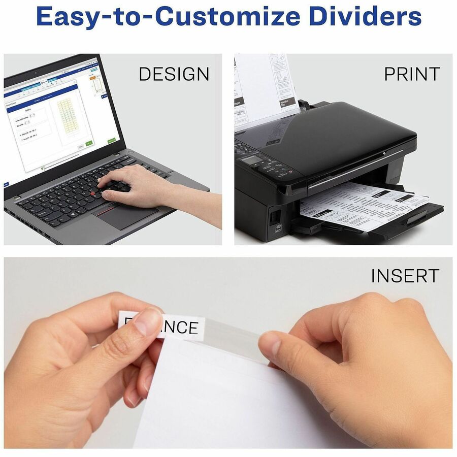 Avery® Big Tab Insertable Dividers - Reinforced Gold Edge - 5 Print-on Tab(s) - 5 Tab(s)/Set - 8.5" Divider Width x 11" 
