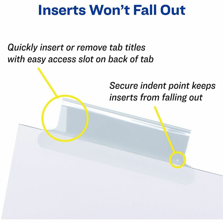 Avery® Big Tab Insertable Dividers - Reinforced Gold Edge - 5 Print-on Tab(s) - 5 Tab(s)/Set - 8.5" Divider Width x 11" 