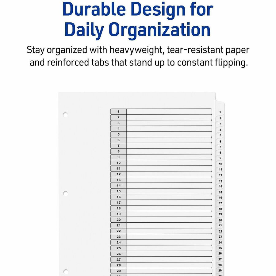 Avery® Ready Index Binder Dividers - Customizable Table of Contents - 31 x Divider(s) - Printed Tab(s) - Digit - 1-31 - 
