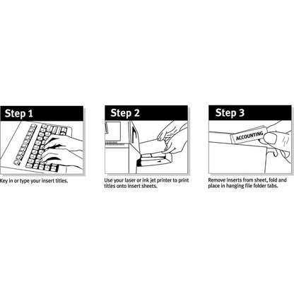 Avery® Printable Tab Inserts for Hanging File Folders - 100 Print-on Tab(s) - 5 Tab(s)/Set - 2" Tab Width - Paper Divide