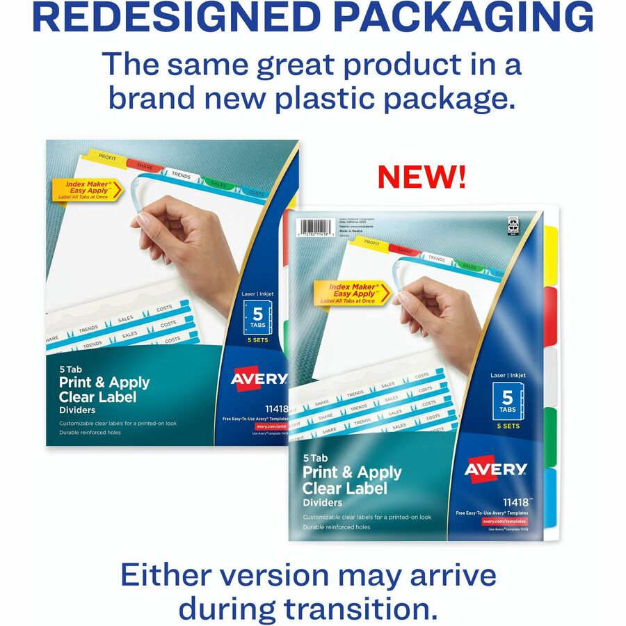 Avery® Index Maker Index Divider - 25 x Divider(s) - 5 Tab(s) - 5 - 5 Tab(s)/Set - 8.5" Divider Width x 11" Divider Leng