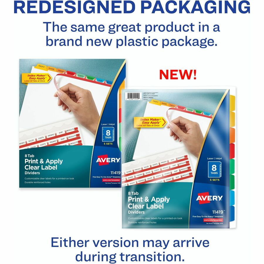 Avery® Index Maker Index Divider - 40 x Divider(s) - 8 Tab(s) - 8 - 8 Tab(s)/Set - 8.5" Divider Width x 11" Divider Leng