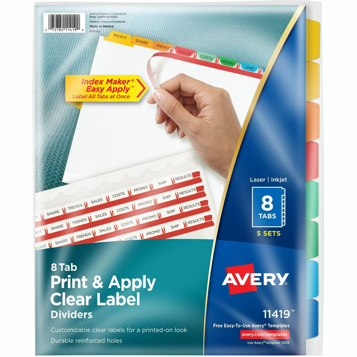Avery® Index Maker Index Divider - 40 x Divider(s) - 8 Tab(s) - 8 - 8 Tab(s)/Set - 8.5" Divider Width x 11" Divider Leng