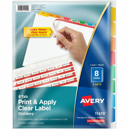 Avery® Index Maker Index Divider - 40 x Divider(s) - 8 Tab(s) - 8 - 8 Tab(s)/Set - 8.5" Divider Width x 11" Divider Leng