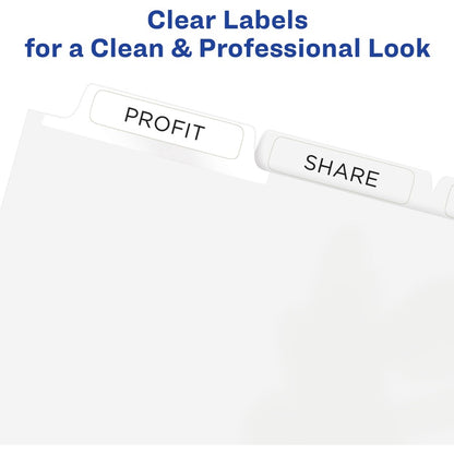 Avery® Print & Apply Clear Label Dividers - Index Maker Easy Peel Printable Labels - 5 x Divider(s) - Blank Tab(s) - 5 T