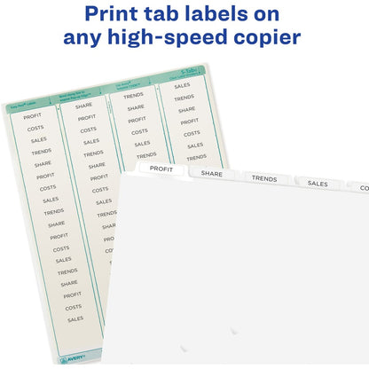 Avery® Print & Apply Clear Label Dividers - Index Maker Easy Peel Printable Labels - 5 x Divider(s) - Blank Tab(s) - 5 T