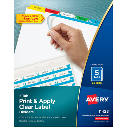 Avery® Index Maker Index Divider - 125 x Divider(s) - 5 - 5 Tab(s)/Set - 8.5" Divider Width x 11" Divider Length - 3 Hol