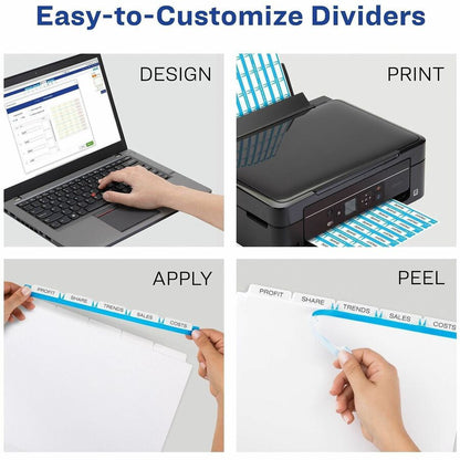 Avery® Print & Apply Label Unpunched Dividers - Index Maker Easy Apply Label Strip - 25 x Divider(s) - 5 Blank Tab(s) - 
