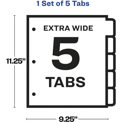 Avery® Index Maker Index Divider - 5 x Divider(s) - 5 - 5 Tab(s)/Set - 9.3" Divider Width x 11.25" Divider Length - 3 Ho