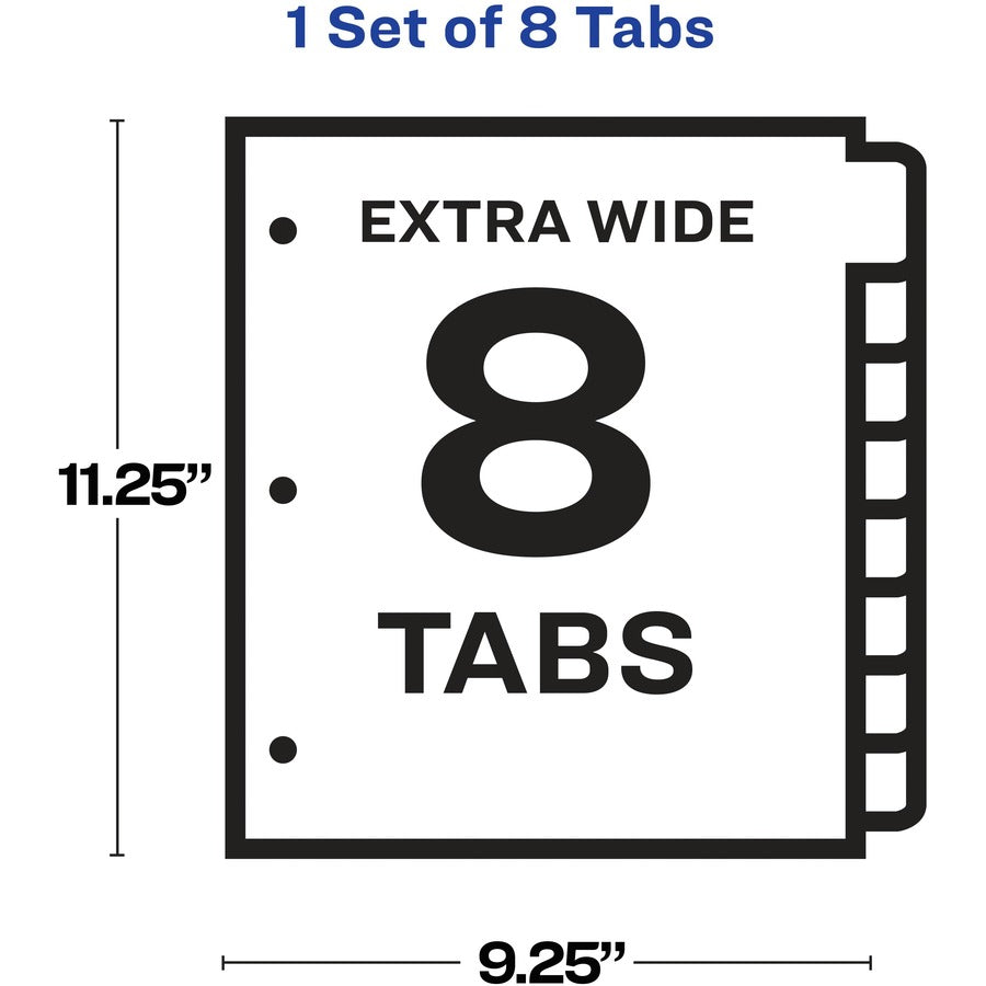 Avery® Index Maker Index Divider - 8 x Divider(s) - 8 - 8 Tab(s)/Set - 9.3" Divider Width x 11.25" Divider Length - 3 Ho