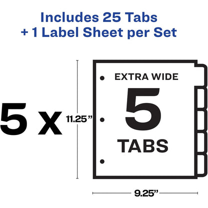 Avery® Index Maker Index Divider - 25 x Divider(s) - Print-on Tab(s) - 5 - 5 Tab(s)/Set - 9.3" Divider Width x 11.25" Di