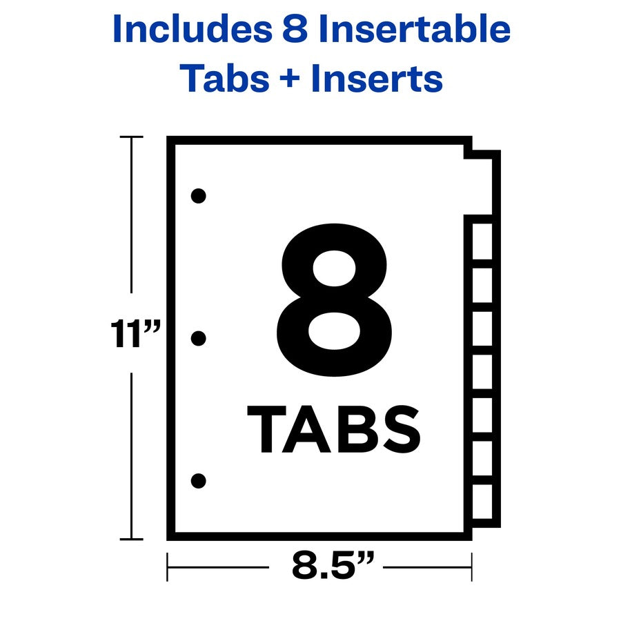 Avery® Office Essentials Insertable Dividers - 8 x Divider(s) - 8 - 8 Tab(s)/Set - 8.5" Divider Width x 11" Divider Leng