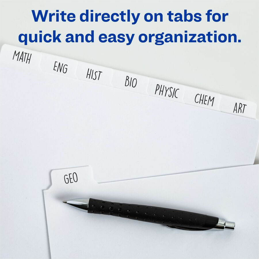 Avery® Plain Tab Write-On Dividers - 8 x Divider(s) - 8 Tab(s)/Set - 8.5" Divider Width x 11" Divider Length - Letter - 