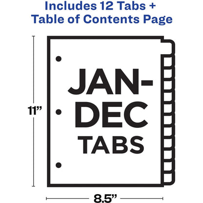 Avery® Table 'N Tab Monthly Divider Set - 12 x Divider(s) - Jan-Dec - 12 Tab(s)/Set - 8.5" Divider Width x 11" Divider L