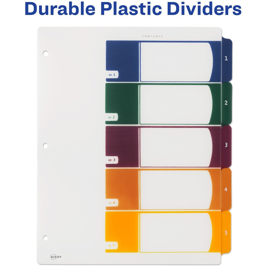 Avery® Ready Index Customizable TOC Binder Dividers - 5 x Divider(s) - 1-5 - 5 Tab(s)/Set - 8.5" Divider Width x 11" Div