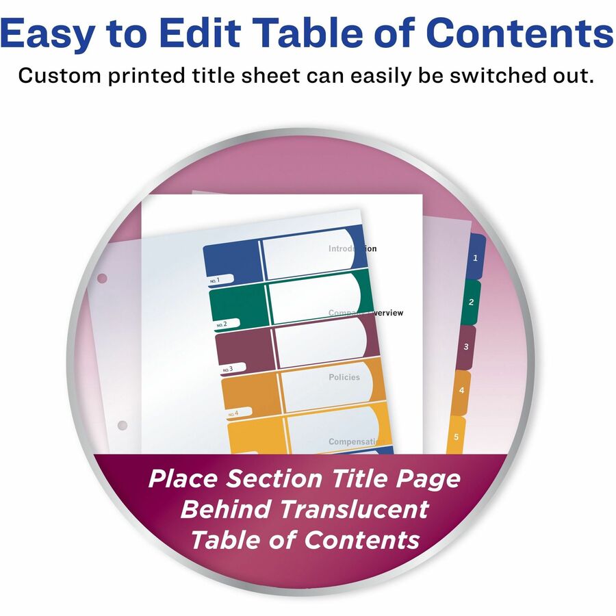 Avery® Ready Index Customizable TOC Binder Dividers - 8 x Divider(s) - 8 Tab(s) - 1-8 - 8 Tab(s)/Set - 8.5" Divider Widt
