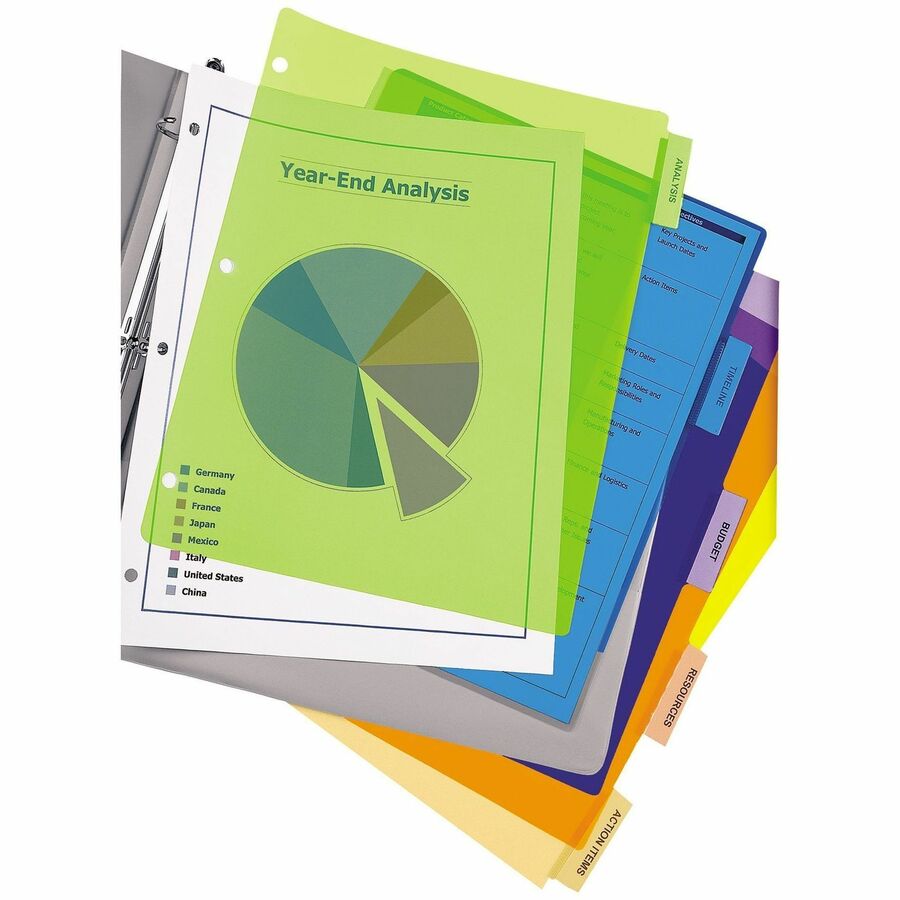 Avery Big Tab Insertable Plastic Dividers - 5 x Divider(s) - 5 Tab(s) - 5 - 5 Tab(s)/Set - 9.3" Divider Width x 11.12" D