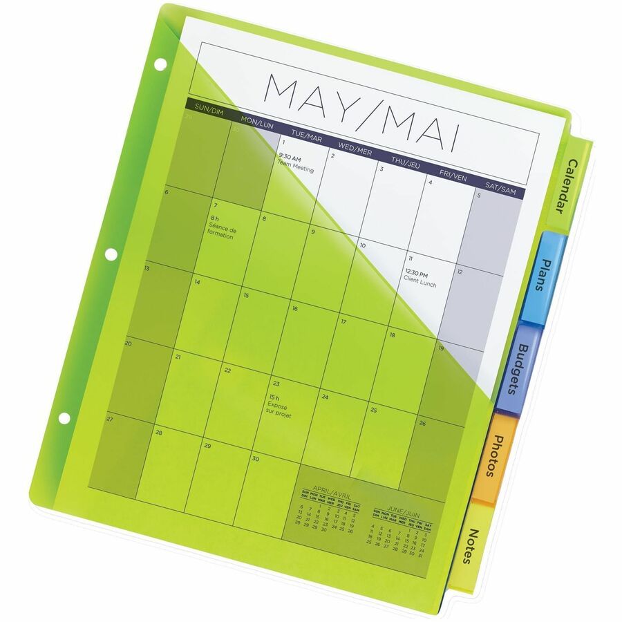 Avery Big Tab Insertable Plastic Dividers with Pockets - 5 x Divider(s) - 5 Tab(s) - 5 - 5 Tab(s)/Set - 1 Set