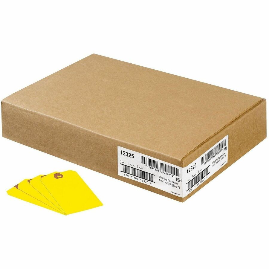 Avery® Unstrung Shipping Tags, 11.5 pt. Stock, 4-3/4" x 2-3/8" , 1,000 Yellow Hang Tags - 4.75" Length x 2.37" Width - R