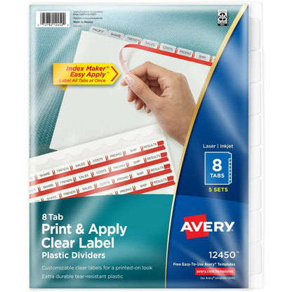 Avery® Index Maker Index Divider - 40 x Divider(s) - 8 - 8 Tab(s)/Set - 8.5" Divider Width x 11" Divider Length - 3 Hole