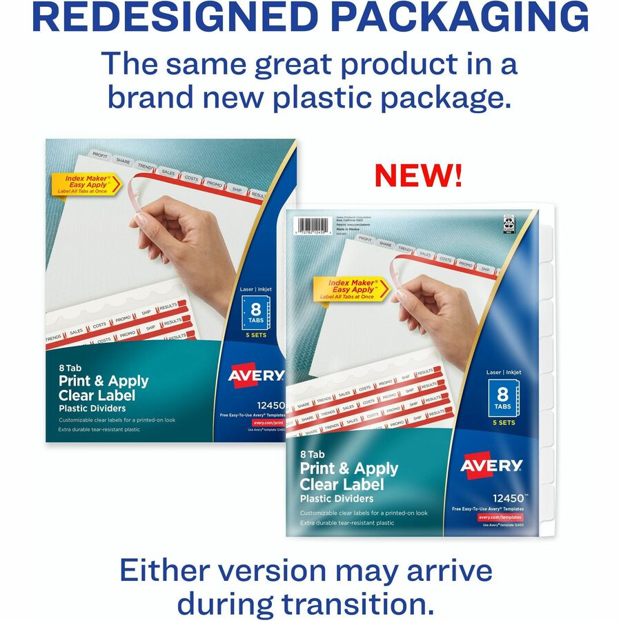 Avery® Index Maker Index Divider - 40 x Divider(s) - 8 - 8 Tab(s)/Set - 8.5" Divider Width x 11" Divider Length - 3 Hole
