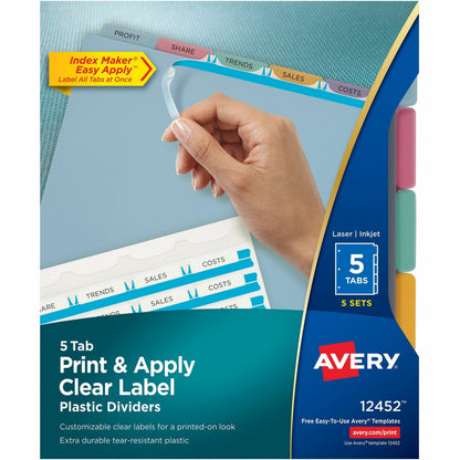 Avery® Print & Apply Translucent Dividers - 25 x Divider(s) - Print-on Tab(s) - 5 - 5 Tab(s)/Set - 8.5" Divider Width x 