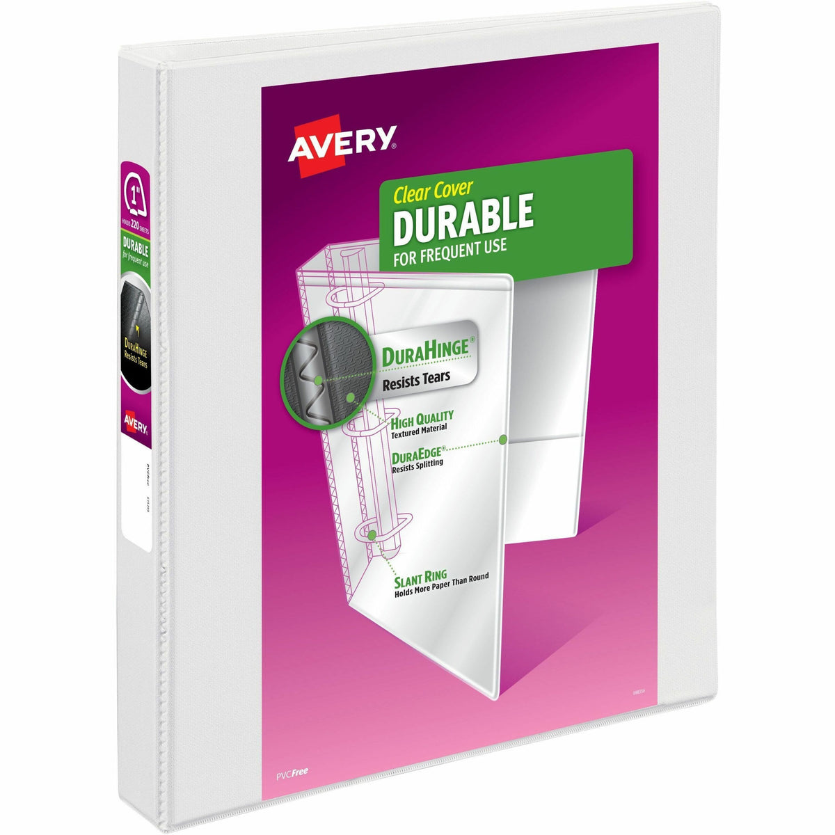 Avery® Durable View 3 Ring Binder - 1" Binder Capacity - Letter - 8 1/2" x 11" Sheet Size - 220 Sheet Capacity - 250 Rin