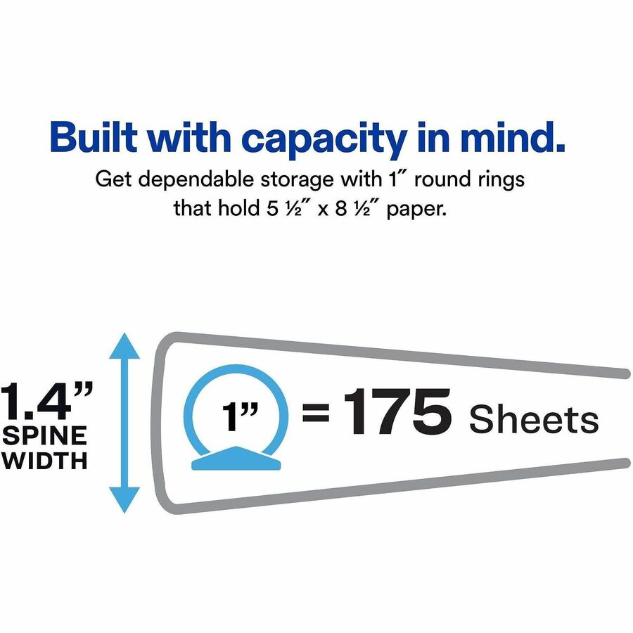 Avery® Mini Durable Binder - 1" Binder Capacity - 8 1/2" x 5 1/2" Sheet Size - 175 Sheet Capacity - 3 Ring - Fastener: R