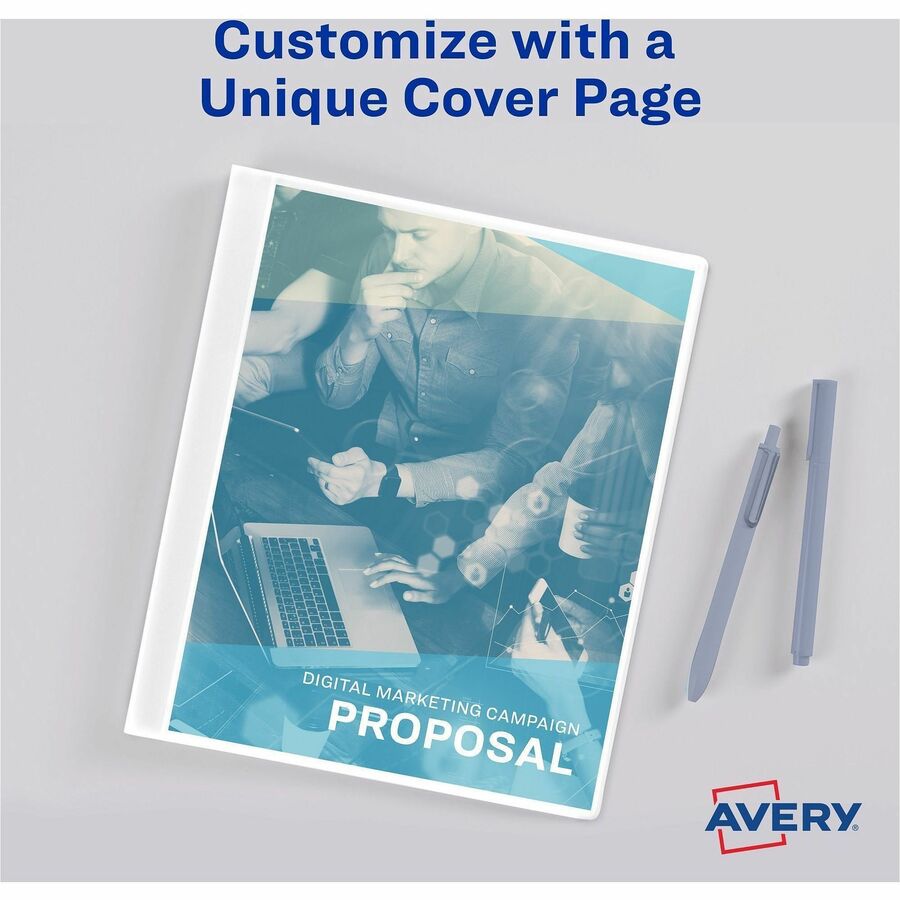 Avery® White Presentation Book - Letter - 8 1/2" x 11" Sheet Size - 24 Sheet Capacity - Pocket: Internal - Polypropylene