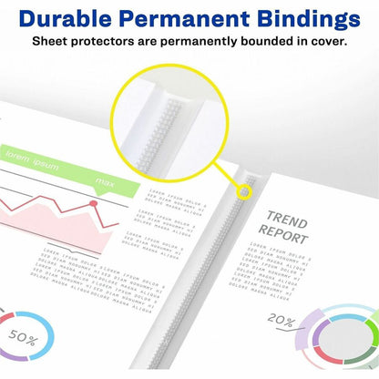 Avery® White Presentation Book - Letter - 8 1/2" x 11" Sheet Size - 24 Sheet Capacity - Pocket: Internal - Polypropylene