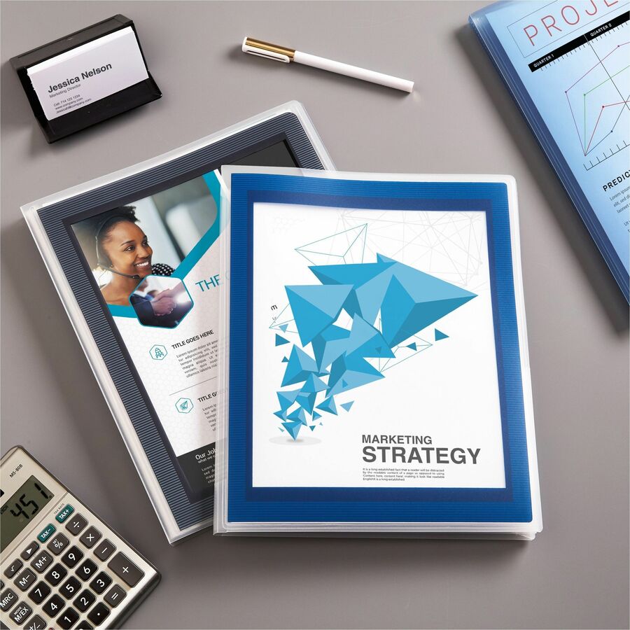 Avery® Flexi-View Letter Pocket Folder - 8 1/2" x 11" - 150 Sheets Capacity - 6 Internal Pocket - Polypropylene - Navy B