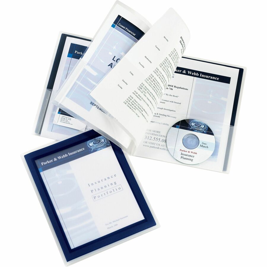 Avery® Flexi-View Letter Pocket Folder - 8 1/2" x 11" - 150 Sheets Capacity - 6 Internal Pocket - Polypropylene - Navy B
