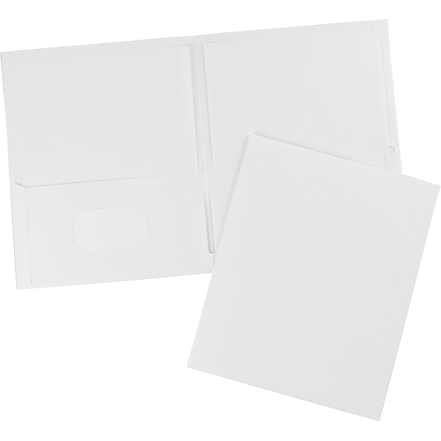 Avery® Letter Pocket Folder - 8 1/2" x 11" - 40 Sheets Capacity - 2 Internal Pocket - Paper - White - 25 / Box