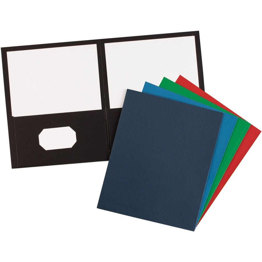 Avery® Letter Pocket Folder - 8 1/2" x 11" - 40 Sheets Capacity - 2 Internal Pocket - Paper - Assorted - 25 / Box