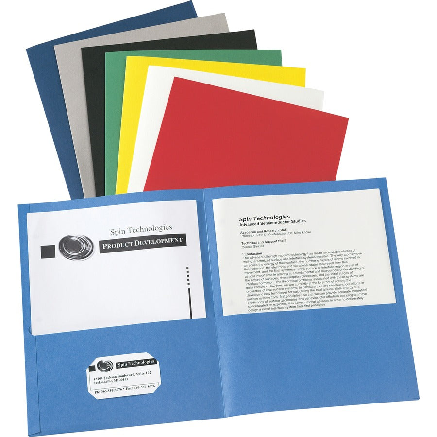 Avery® Letter Pocket Folder - 8 1/2" x 11" - 40 Sheets Capacity - 2 Internal Pocket - Paper - Assorted - 25 / Box
