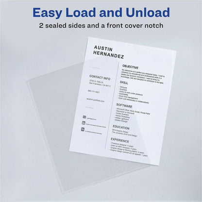 Avery® Letter File Sleeve - 8 1/2" x 11" - 100 Sheets Capacity - Polypropylene - Clear - Non-stick, Lightweight - 12 / P