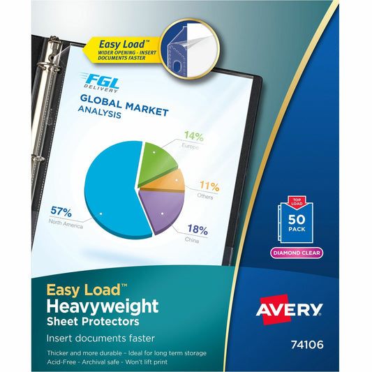Avery® Heavyweight Sheet Protectors - For Letter 8 1/2" x 11" Sheet - Ring Binder - Diamond Clear - Polypropylene - 50 /