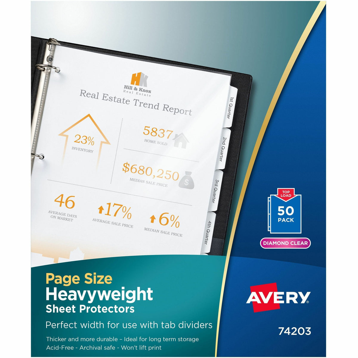 Avery® Page Size Sheet Protectors - 1 x Sheet Capacity - For Letter 8 1/2" x 11" Sheet - Ring Binder - Clear - Polypropy