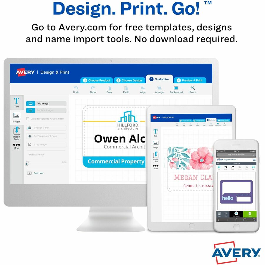 Avery® Name Badges with Cords, 3" x 4" , 50 Total (74520) - 8 1/2" x 11" - 50 / Box