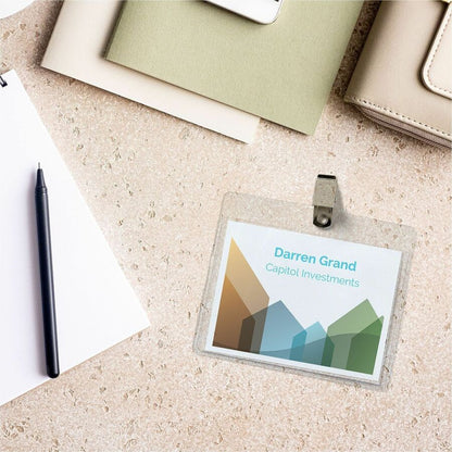 Avery® Clip-Style Name Badges - 4" x 3" - Clip - White, Clear - 100 / Box