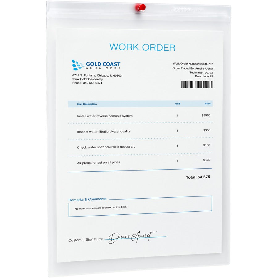 Avery® Vinyl File Pocket - 9" x 12" - Vinyl - Clear - 10 / Pack